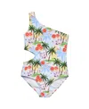 Snapper Rock Girls' Ciao Paradiso One Shoulder Swimsuit - Big Kid In Blue