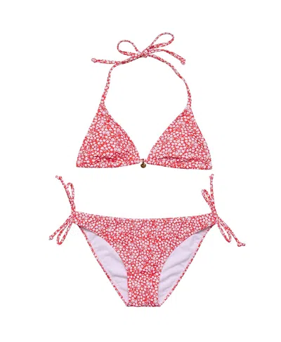 Snapper Rock Girls' Ditsy Bloom Teen Triangle Bikini - Big Kid In Red