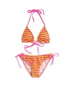 Snapper Rock Kids' Glow Burst Stripe Triangle Two-piece Swimsuit In Pink