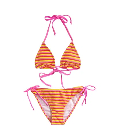 SNAPPER ROCK GIRLS' GLOW BURST STRIPE TRIANGLE BIKINI - BIG KID