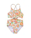 Snapper Rock Unisex Hawaiian Luau Sustainable Cut Out Swimsuit-little In Orange