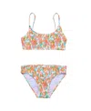 Snapper Rock Unisex Hawaiian Luau Sustainable Shirred Bikini In Orange