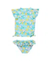 Snapper Rock Unisex Lemon Drops Short Sleeve Ruffle Set In Blue