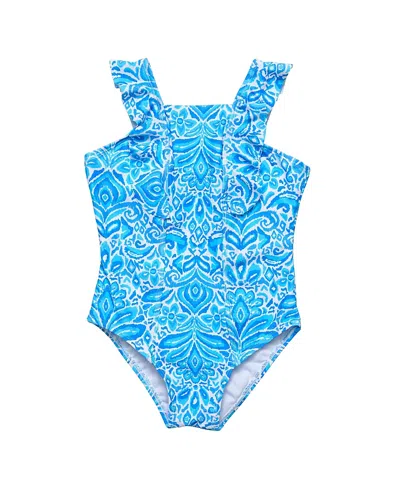 Snapper Rock Unisex Santorini Blue Ruffle Shoulder Swimsuit