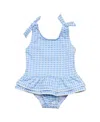 Snapper Rock Girls' Seaside Gingham Skirt Swimsuit - Little Kid In Blue