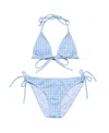 Snapper Rock Girls' Seaside Gingham Teen Triangle Bikini - Big Kid In Blue