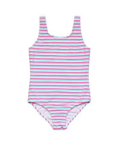 Snapper Rock Girls' Sorbet Stripe Teen Scoop Swimsuit - Big Kid In Multi