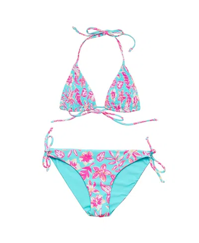 Snapper Rock Girls' Tropical Glow Teen Recycled Triangle Bikini - Big Kid In Blue