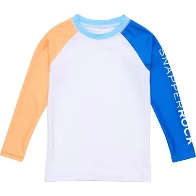 Snapper Rock Kids' Blue Papaya Colorblock Long Sleeve Upf 50+ Rashguard In Multi