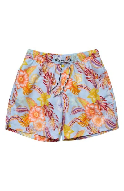 Snapper Rock Kids' Boho Tropical Repreve® Recycled Polyester Volley Swim Trunks In Blue