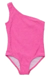Snapper Rock Unisex Bubblegum Bloom One Shoulder Swimsuit In Pink