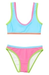 Snapper Rock Girls' Candy Colorblock Crop Bikini - Little Kid, Big Kid In Blue