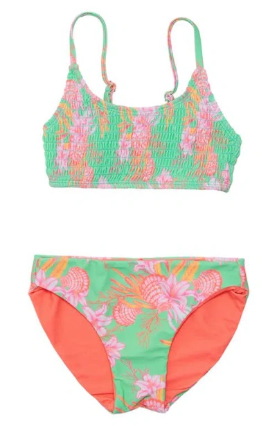 Snapper Rock Kids' Unisex Coastal Shells Sustainable Bikini In Mint