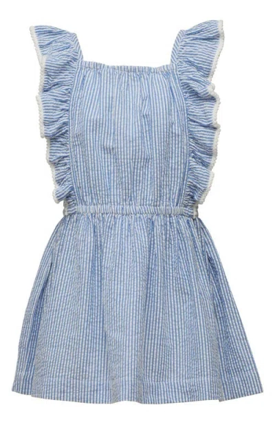 Snapper Rock Kids' Little Girl's & Girl's Seersucker Cornflower Frilled Beachwear Dress In Blue