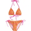 Snapper Rock Kids' Glow Burst Stripe Triangle Two-piece Swimsuit In Multi