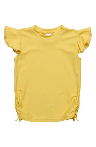 Snapper Rock Kids' Little Girl's & Girl's Boho Tropical Marigold Flutter-sleeve Rash Top In Yellow