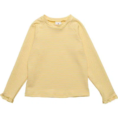 Snapper Rock Kids' Marigold Stripe Long Sleeve Rashguard In Yellow