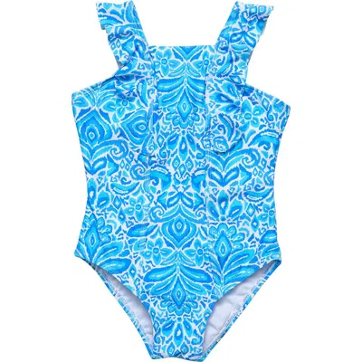 Snapper Rock Kids' Santorini Ruffle One-piece Swimsuit In Blue