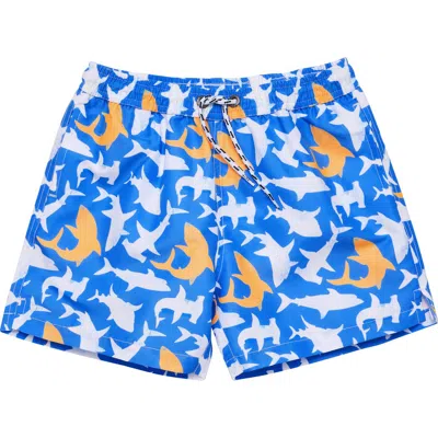 Snapper Rock Kids' Shark Squad Swim Trunks In Blue