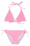 Snapper Rock Pink Shirred Triangle Bikini - Big Kid In Pink
