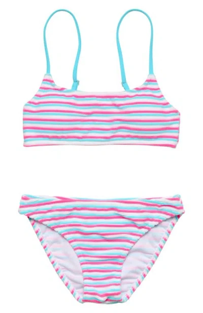 Snapper Rock Kids' Sorbet Stripe Triangle Two-piece Swimsuit In Multi
