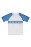 Snapper Rock Kids' Sunrise Stripe Short Sleeve Rashguard In Yellow/white/blue