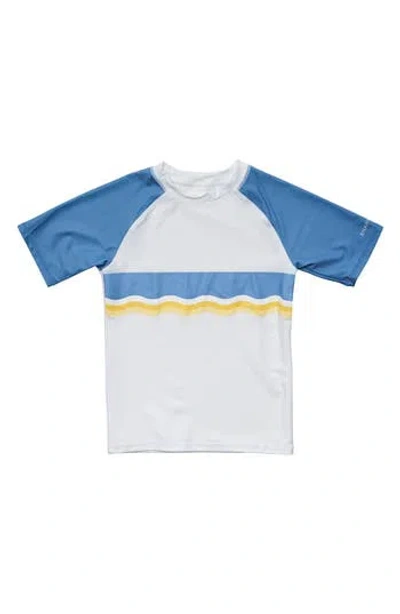 Snapper Rock Kids' Sunrise Stripe Short Sleeve Rashguard In Yellow/white/blue
