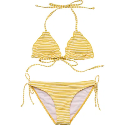 Snapper Rock Girls' Sunshine Stripe Teen Triangle Bikini - Big Kid In Yellow
