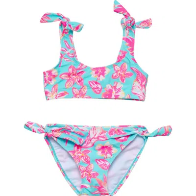 Snapper Rock Girls' Tropical Glow Recycled Crop Bikini - Little Kid, Big Kid In Blue