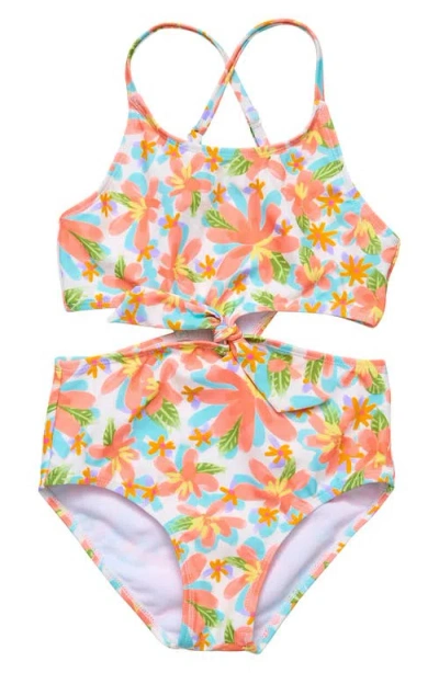 SNAPPER ROCK SNAPPER ROCK KIDS' TROPICAL PRINT CUTOUT ONE-PIECE SWIMSUIT
