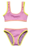Snapper Rock Kids' Vacay Pop Crop Upf 50+ Two-piece Swimsuit In Purple
