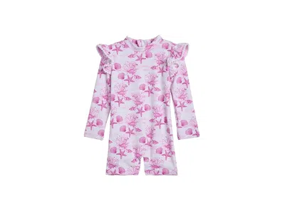 Snapper Rock Kids' Lagoon Long Sleeve Sunsuit (infant) Girl's Swimsuits One Piece Pink : 3-6 Months