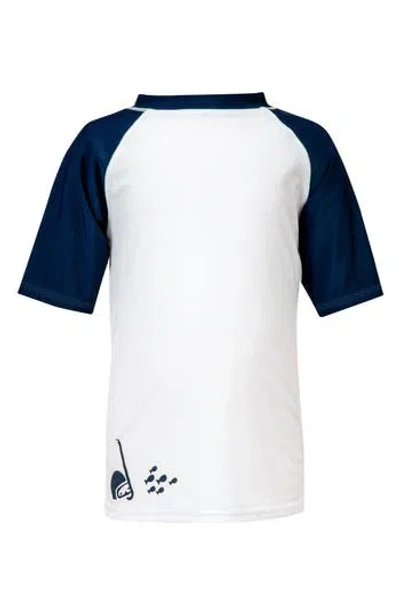Snapper Rock Kids'  Ocean Explorer Short Sleeve Rashguard In White/navy