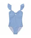 Snapper Rock Parisian Summer Frill Swimsuit - Little Kid In Blue