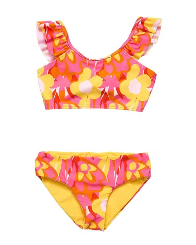 Snapper Rock Pop Of Sunshine Frill Crop Bikini In Multi