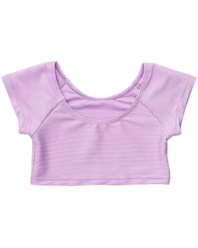 Snapper Rock Kids' Rib Crop Rash Top In Pink
