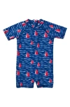 Snapper Rock Sailboat Rock One-piece Rashguard Swimsuit In Navy
