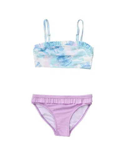 Snapper Rock Kids' Sky Dye Frilled Bandeau Bikini In Blue