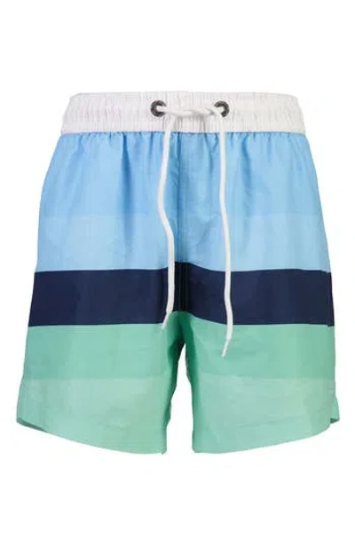 Snapper Rock Kids'  Stripe Volley Swim Trunks In Blue/mint/navy