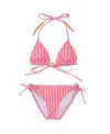 Snapper Rock Stripy Sunset Sustainable Triangle Bikini - Big Kid In Pink