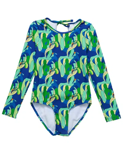 Snapper Rock Kids' Toucan Jungle Sustainable Keyhole Surf Suit In Green