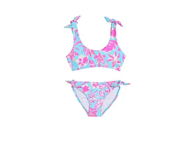 Snapper Rock Tropical Glow Recycled Crop Bikini (toddler/little Kid/big Kid) Girl's Swimwear Sets Blue : 16 (15-1