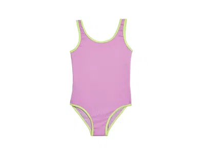 Snapper Rock Vacay Pop Recycled Swimsuit (big Kid) Girl's Swimsuits One Piece Lilac : 10 (9-10 Years) In Pink