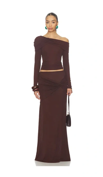 Sndys Alix One Shoulder Top In Brown