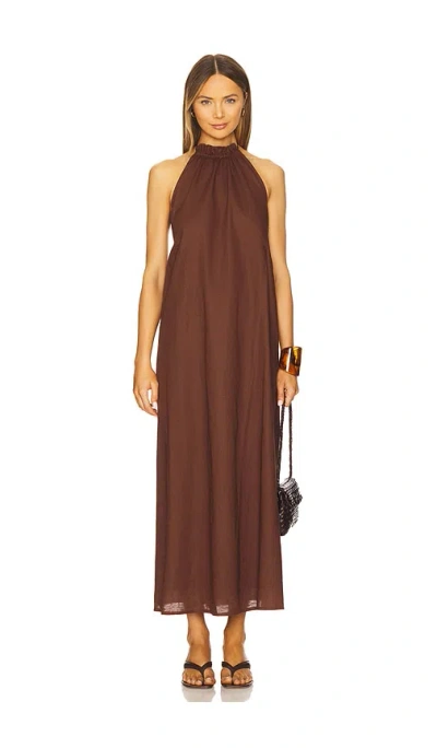 Sndys Alysse Halter Dress In Chocolate
