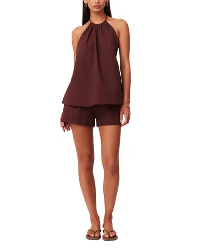 Sndys Linen Blend Halterneck Low Back Top In Brown