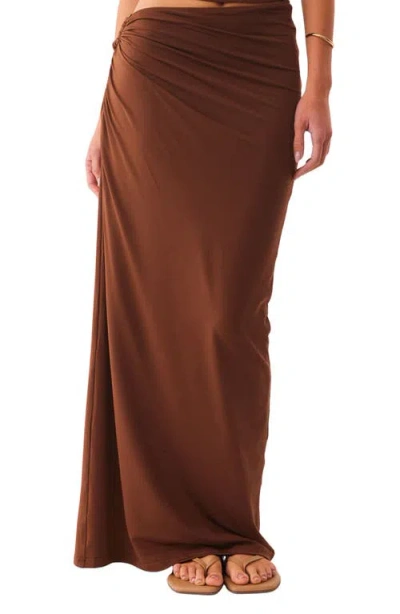 Sndys Amabel Asymmetric Waist Maxi Skirt In Brown