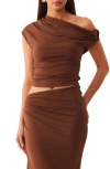 Sndys Amabel One-shoulder Top In Brown
