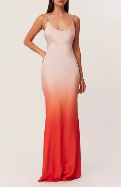 Sndys Amaya Ombré Satin Slipdress In Red
