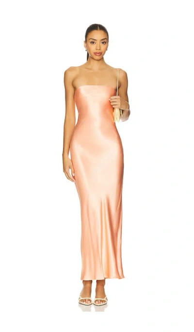 Sndys Angel Strapless Midi Dress In Orange